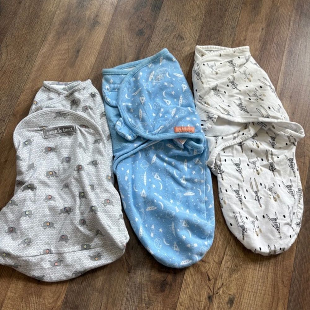 Baby Infant Cotton Swaddler Sleeper Lot of 3 Halo Swaddle Me NB S/M 0-3M